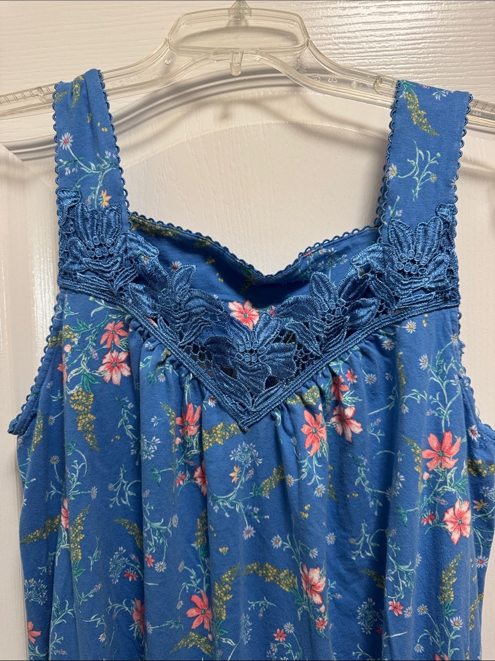 Charter Club Blue Floral Lace-Trim Nightgown - Picture 6 of 10